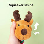 Christmas Dog Toy Squeaky Plush Reindeer with Cotton Rope - GreenFur