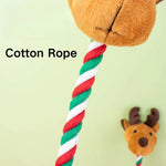 Christmas Dog Toy Squeaky Plush Reindeer with Cotton Rope - GreenFur
