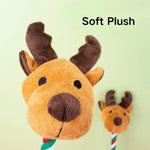Christmas Dog Toy Squeaky Plush Reindeer with Cotton Rope - GreenFur
