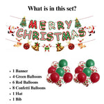 Christmas Pet Party Decoration Set with Hat Bib Banner and Balloons - GreenFur