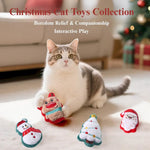 Christmas Plush Cat Toy Set Santa Claus Chew Play - GreenFur