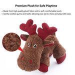 Christmas Plush Dog Toy Reindeer Design for Interactive Chewing - GreenFur