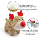 Christmas Plush Dog Toy Santa Reindeer Chew Interactive Squeaky - GreenFur