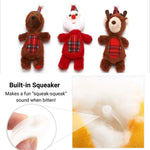 Christmas Plush Squeaky Dog Toy Set Durable Chew Toys Snowman Reindeer Lion Design - GreenFur