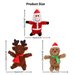 Christmas Plush Squeaky Dog Toy Set Santa Reindeer and Gingerbread Man Design - GreenFur
