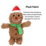Christmas Plush Squeaky Dog Toy Set Santa Reindeer and Gingerbread Man Design - GreenFur