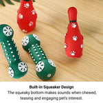 Christmas Squeaky Dog Toys Snowflake Bone and Bowling Pin - GreenFur