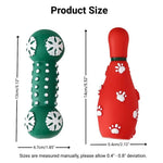 Christmas Squeaky Dog Toys Snowflake Bone and Bowling Pin - GreenFur