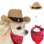 Classic Pet Cowboy Hat And Bandana Set Cat Dog Cowboy Costume - GreenFur