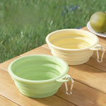 Collapsible TPE Dog Travel Bowl with Carabiner - GreenFur