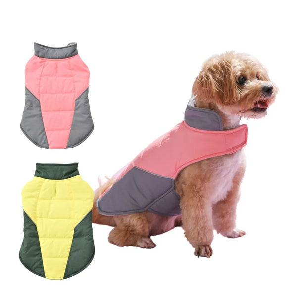 Color - Block Reflective Padded Dog Coat with Fleece Lining - GreenFur