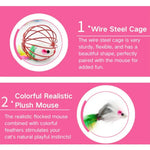 Colorful Cage Mouse Toy Ball Self Play Cat Toys - GreenFur
