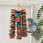 Colorful Cardboard and Wood Block String Bird Chew Toy - GreenFur