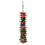 Colorful Cardboard and Wood Block String Bird Chew Toy - GreenFur