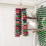Colorful Cardboard and Wood Block String Bird Chew Toy - GreenFur