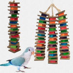 Colorful Cardboard and Wood Block String Bird Chew Toy - GreenFur