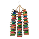 Colorful Cardboard and Wood Block String Bird Chew Toy - GreenFur