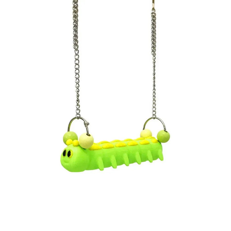 Colorful Caterpillar Parrot Swing Toy PLA Bird Perch Platform Accessory - GreenFur