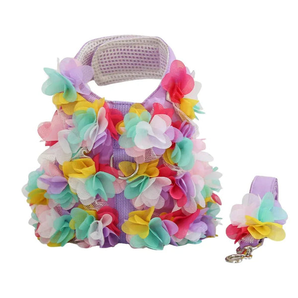 Colorful Floral Pet Harness and Leash Set for Small and Medium Breeds - GreenFur
