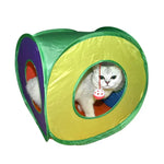 Colorful Foldable Cat Hideouts Play House Cat Tunnel with Ball - GreenFur