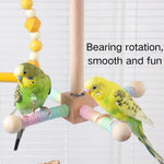 Colorful Hanging Cross - Rotating Wood Bird Toy - GreenFur