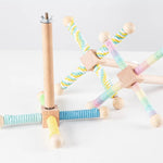 Colorful Hanging Cross - Rotating Wood Bird Toy - GreenFur