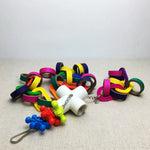Colorful Hanging Paper Ring Chewing String Bird Toy - GreenFur