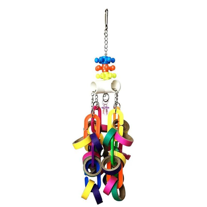 Colorful Hanging Paper Ring Chewing String Bird Toy - GreenFur
