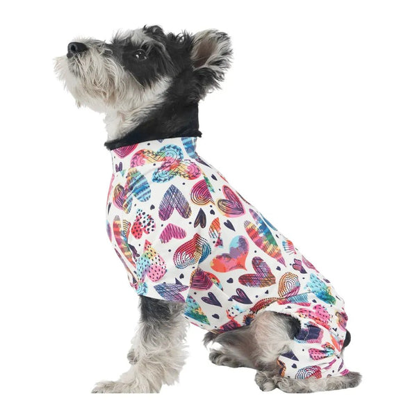 Colorful Heart Print Elastic Pet Clothes - GreenFur