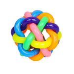 Colorful Interactive Knitted PVC Ball Dog Toy with Bell - GreenFur