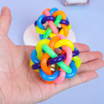 Colorful Interactive Knitted PVC Ball Dog Toy with Bell - GreenFur