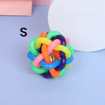 Colorful Interactive Knitted PVC Ball Dog Toy with Bell - GreenFur