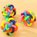 Colorful Interactive Knitted PVC Ball Dog Toy with Bell - GreenFur