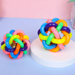 Colorful Interactive Knitted PVC Ball Dog Toy with Bell - GreenFur