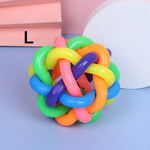 Colorful Interactive Knitted PVC Ball Dog Toy with Bell - GreenFur