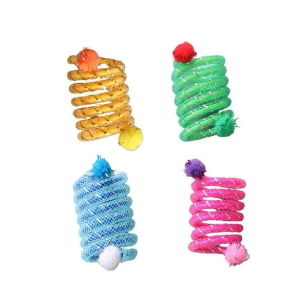 Colorful Interactive Play Cat Toy Flexible Spring Tube - GreenFur