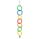 Colorful Parrot Hanging Rings Toy with Bell - GreenFur