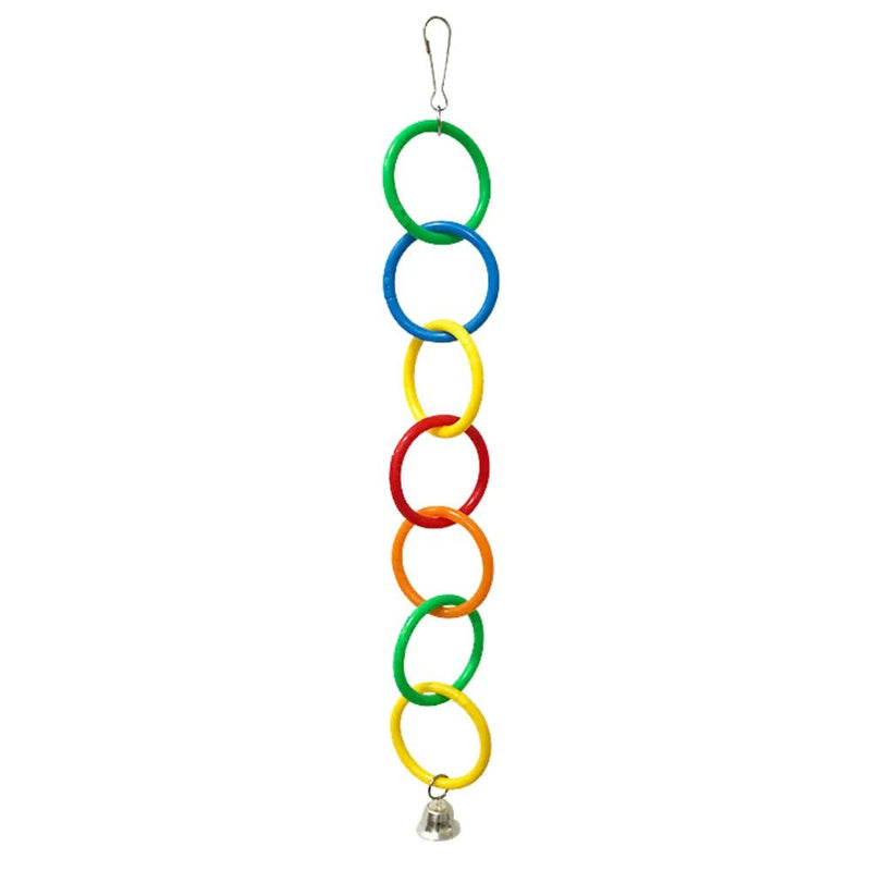 Colorful Parrot Hanging Rings Toy with Bell - GreenFur