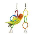 Colorful Parrot Hanging Rings Toy with Bell - GreenFur