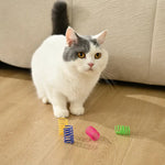 Colorful Plastic Interactive Self - playing Cat Spring Toy - GreenFur