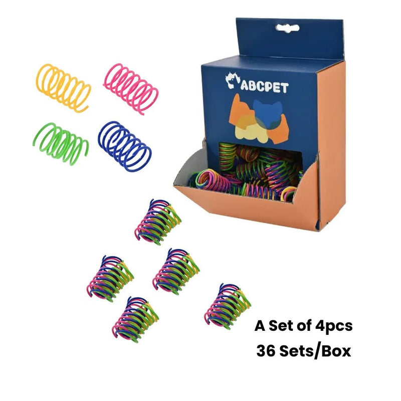 Colorful Plastic Interactive Self - playing Cat Spring Toy - GreenFur
