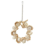 Colorful Rattan Ball and Corn Husk Hanging Ring Bird Toy - GreenFur