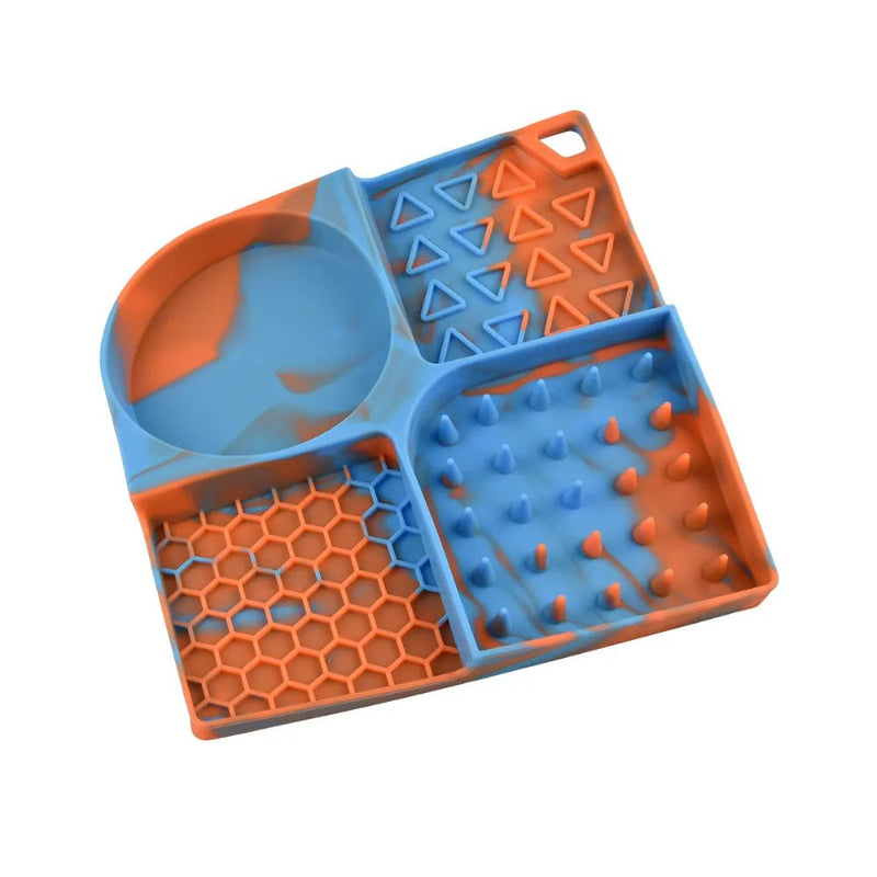 Colorful Slow Feed Design Silicone Pet Lick Mat with Suction Base - GreenFur