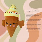 Colorful Squeaky Ice Cream Cone Plush Dog Toy - GreenFur