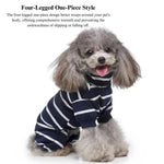 Comfortable Striped Dog Pajamas with High Neck - GreenFur