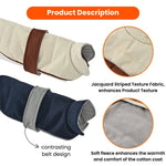 Contrasting Belt Design Jacquard Striped Texture Dog Coat - GreenFur