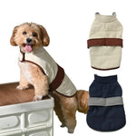 Contrasting Belt Design Jacquard Striped Texture Dog Coat - GreenFur