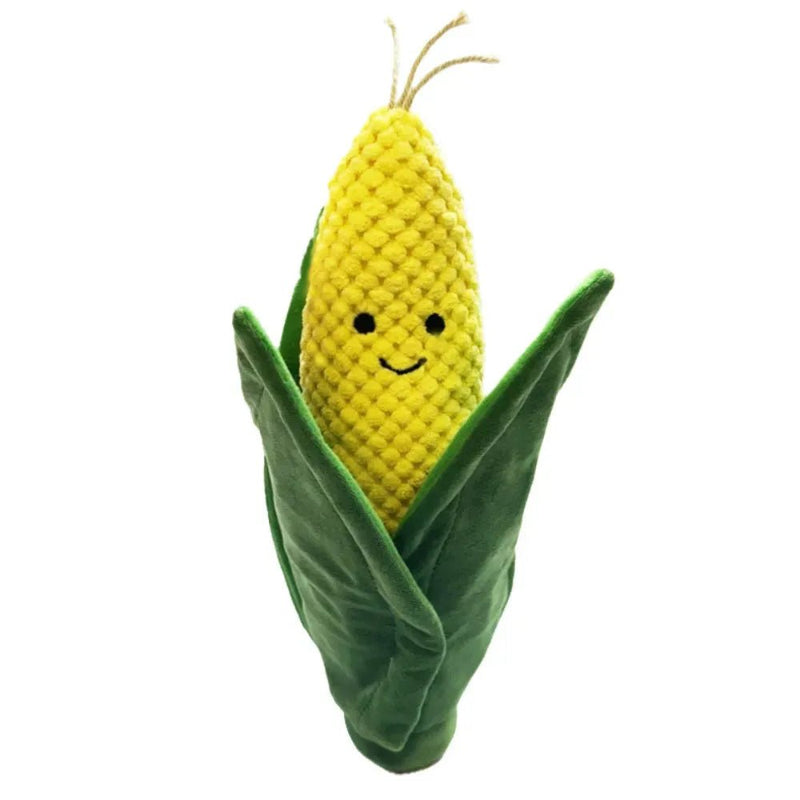 Corn Shape Dog Plush Sniffing Hidden Food Interactive Squeaky Dog Toy - GreenFur