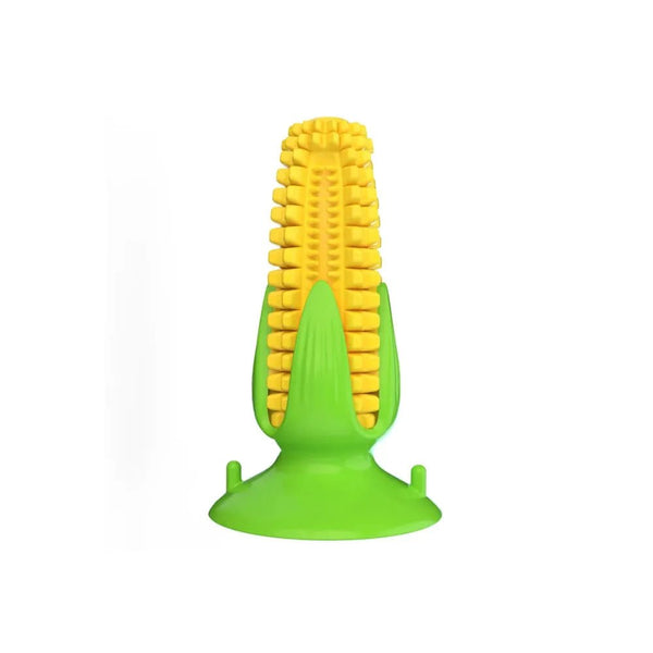 Corn Shaped Dog Toothbrush Squeaky Chew Toy - GreenFur
