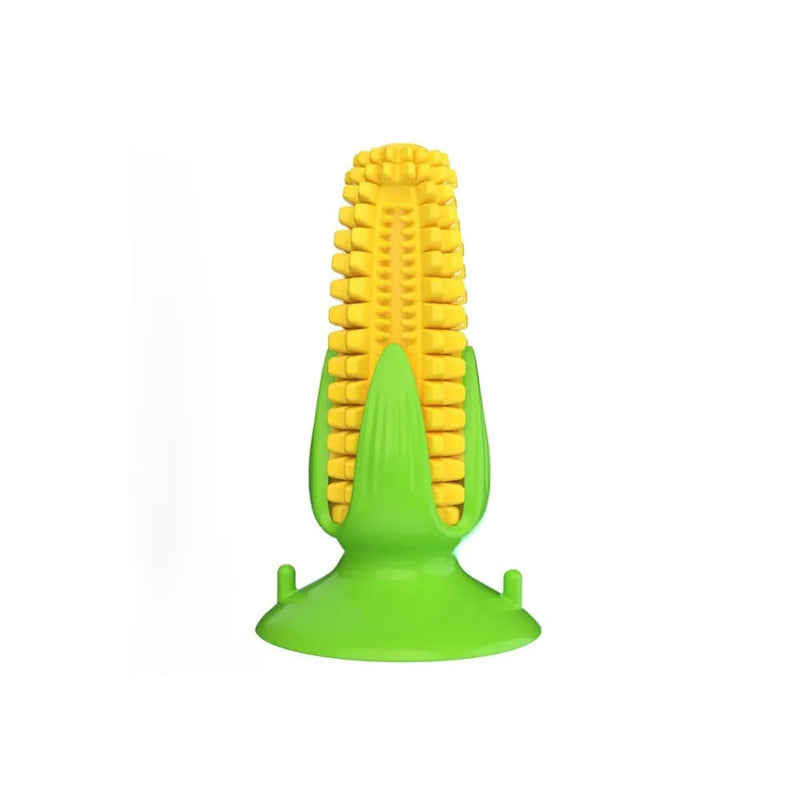 Corn Shaped Dog Toothbrush Squeaky Chew Toy - GreenFur